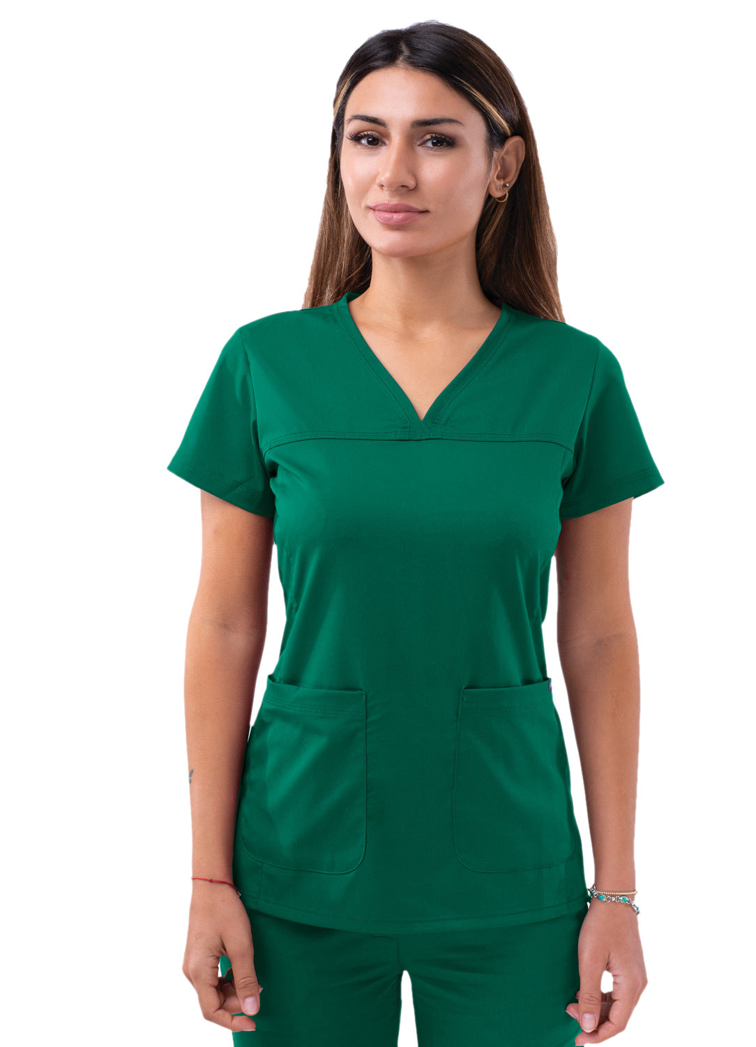 Colisha Women Plain Scrub Set Sweetheart V-Neck Scrub Top with